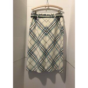 Nine & Company by Nine West Plaid A-Line Skirt Women’s Size 12 Belted High Waist